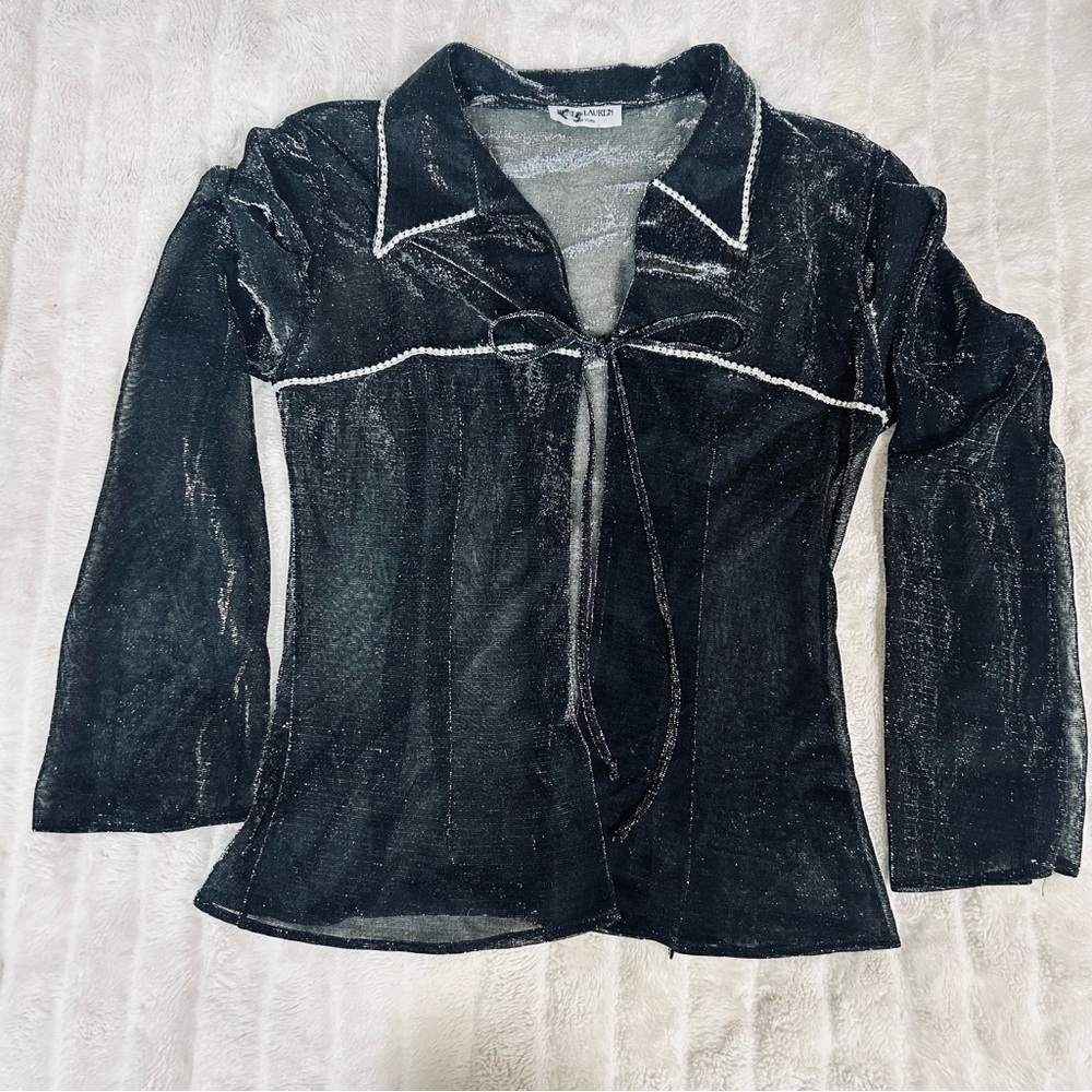 Black Sheer Jacket with White Trim